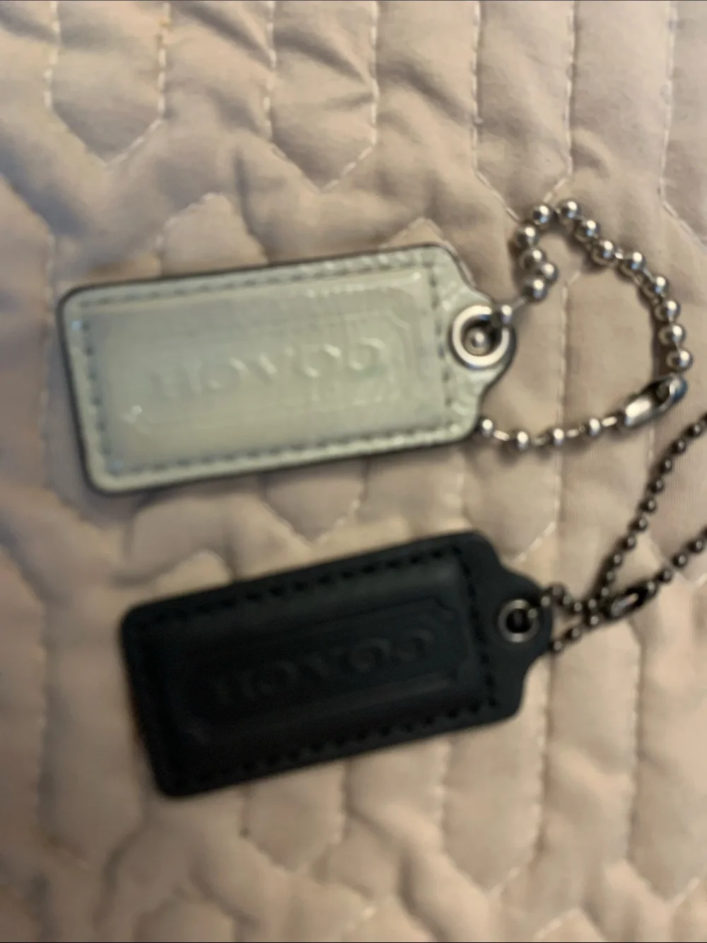 Coach Leather Tag Key & Card Holders in Black and White